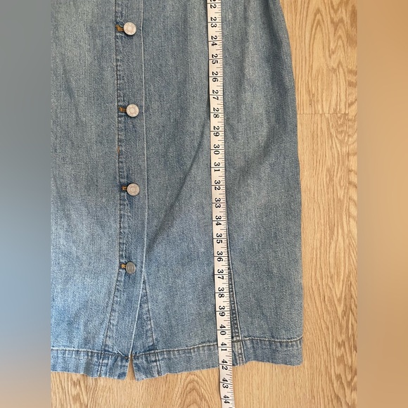 Rebecca Taylor Blue Denim Button Front Dress XL 90s Revival Cutout Waist Midi - Picture 11 of 14